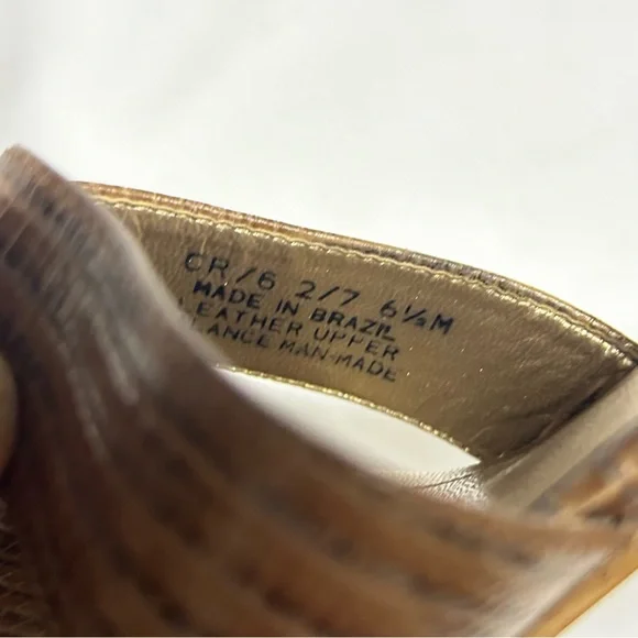 Franco Sarto Wedge Slide Brown Leather Sandals Size 6.5 M - Picture 5 of 5